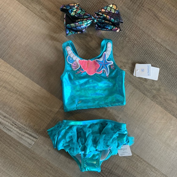 Flapdoodles Other - Toddler seashell bikini with mermaid hair bow Size 2t NWT